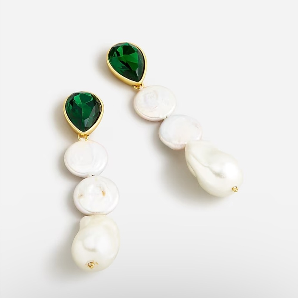J. Crew Freshwater pearl and crystal drop earrings